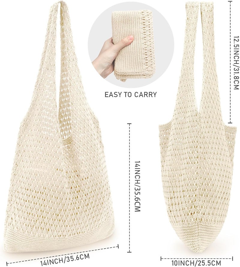 Hatisan Crochet Bags for Women - Summer Beach Tote, Aesthetic Hippie Knit Bag - Image 2